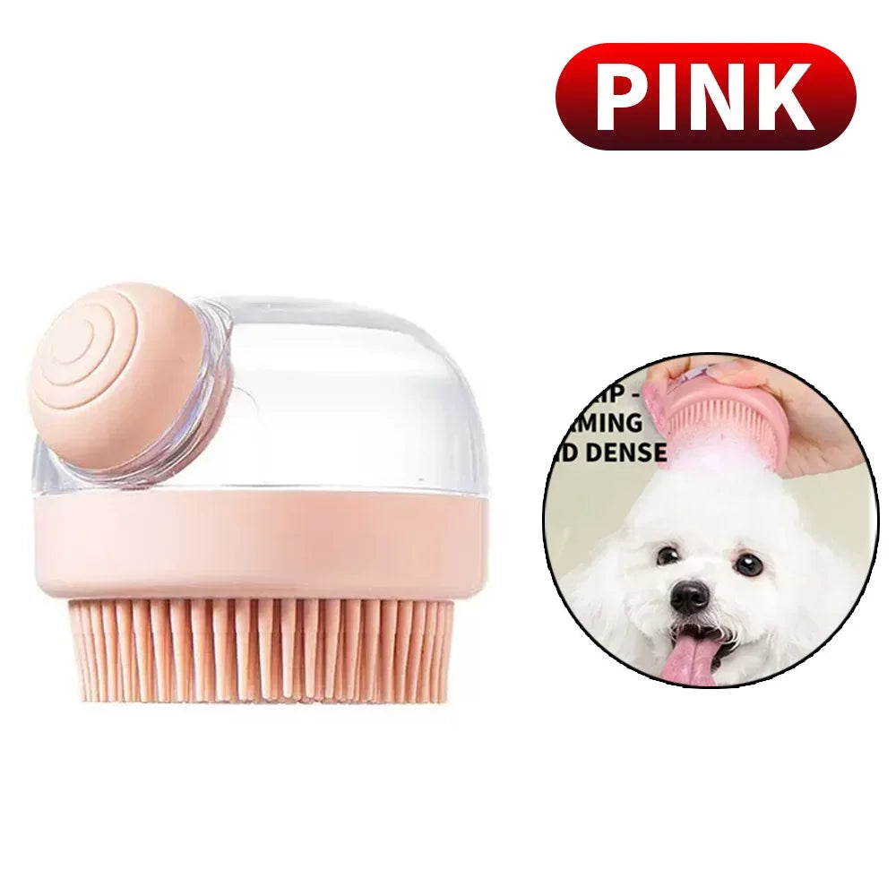 1pc Pet Bath Brush Soft Silicone With Shampoo Dispenser Gentle Massage For Grooming And Cleaning Fur And Hair