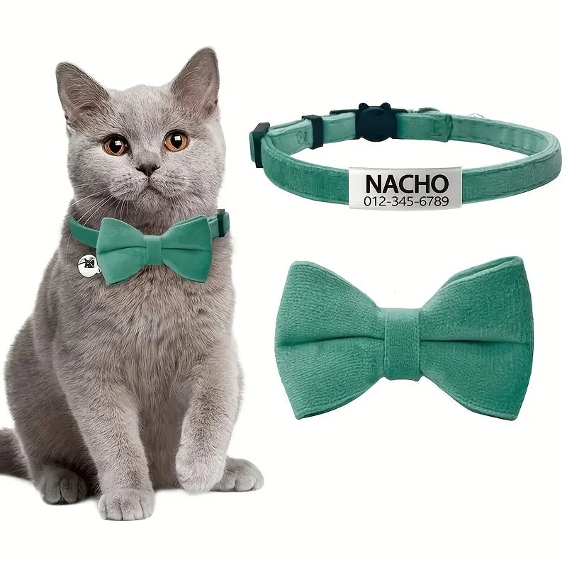 MIVOO CharmTag / Collar con Pajarita Personalizable para Gatos