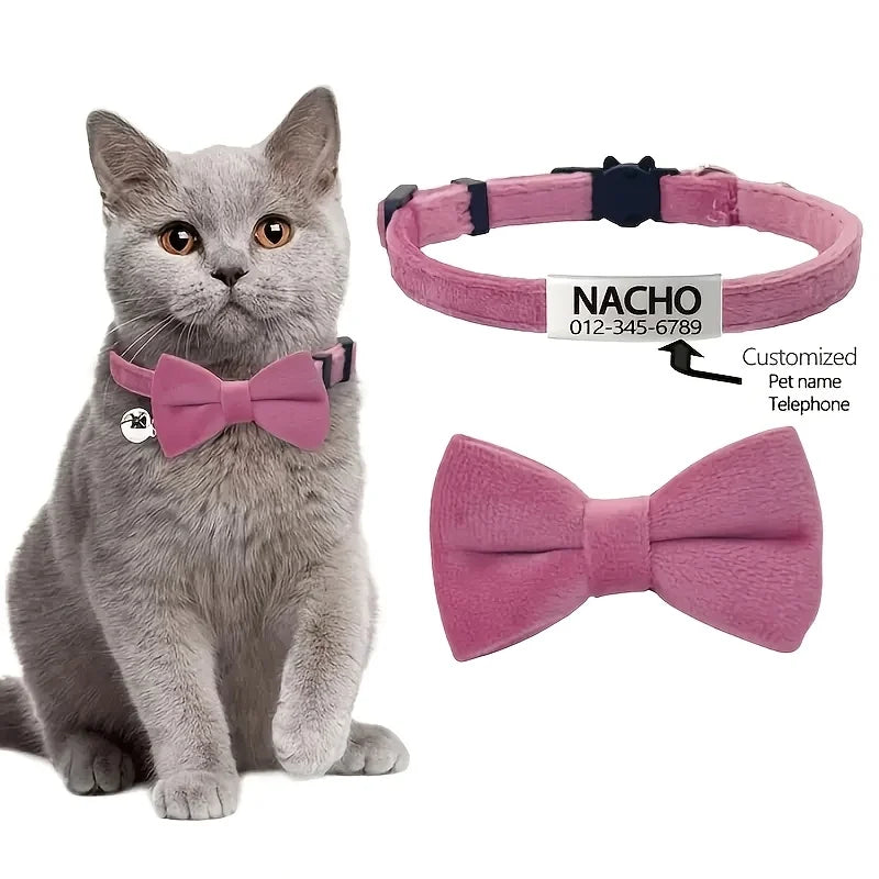 MIVOO CharmTag / Collar con Pajarita Personalizable para Gatos