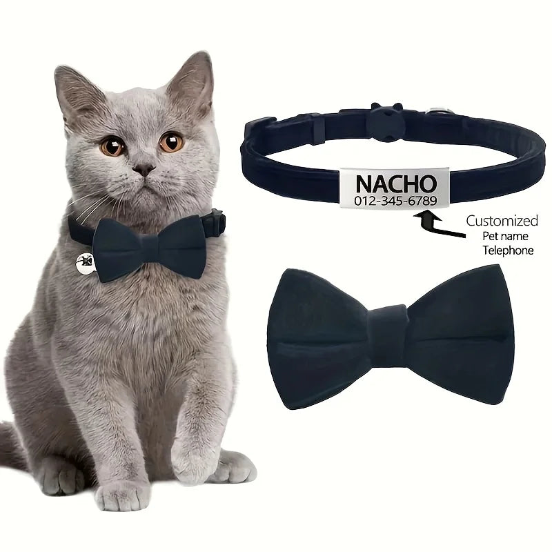 MIVOO CharmTag / Collar con Pajarita Personalizable para Gatos