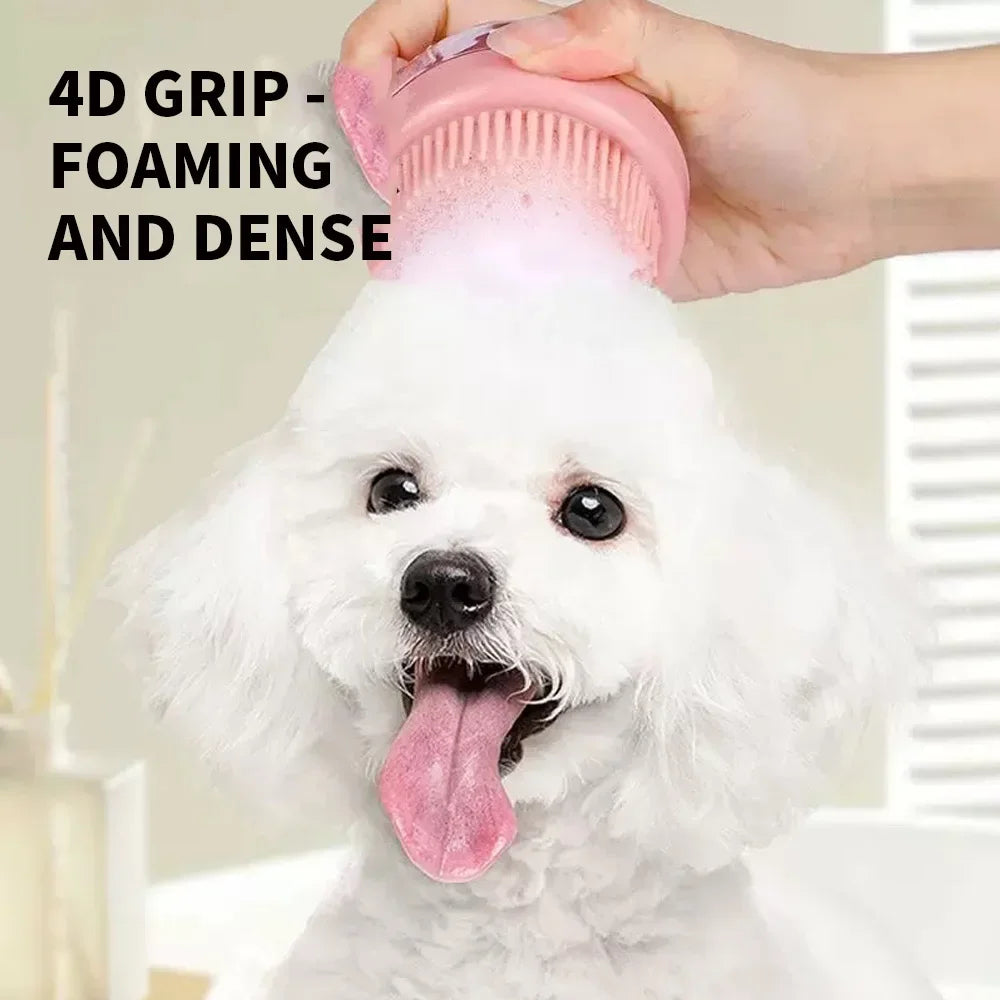 1pc Pet Bath Brush Soft Silicone With Shampoo Dispenser Gentle Massage For Grooming And Cleaning Fur And Hair