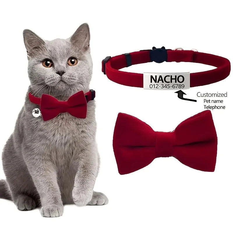 MIVOO CharmTag / Collar con Pajarita Personalizable para Gatos