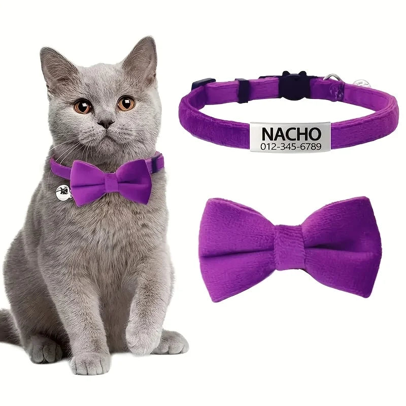 MIVOO CharmTag / Collar con Pajarita Personalizable para Gatos